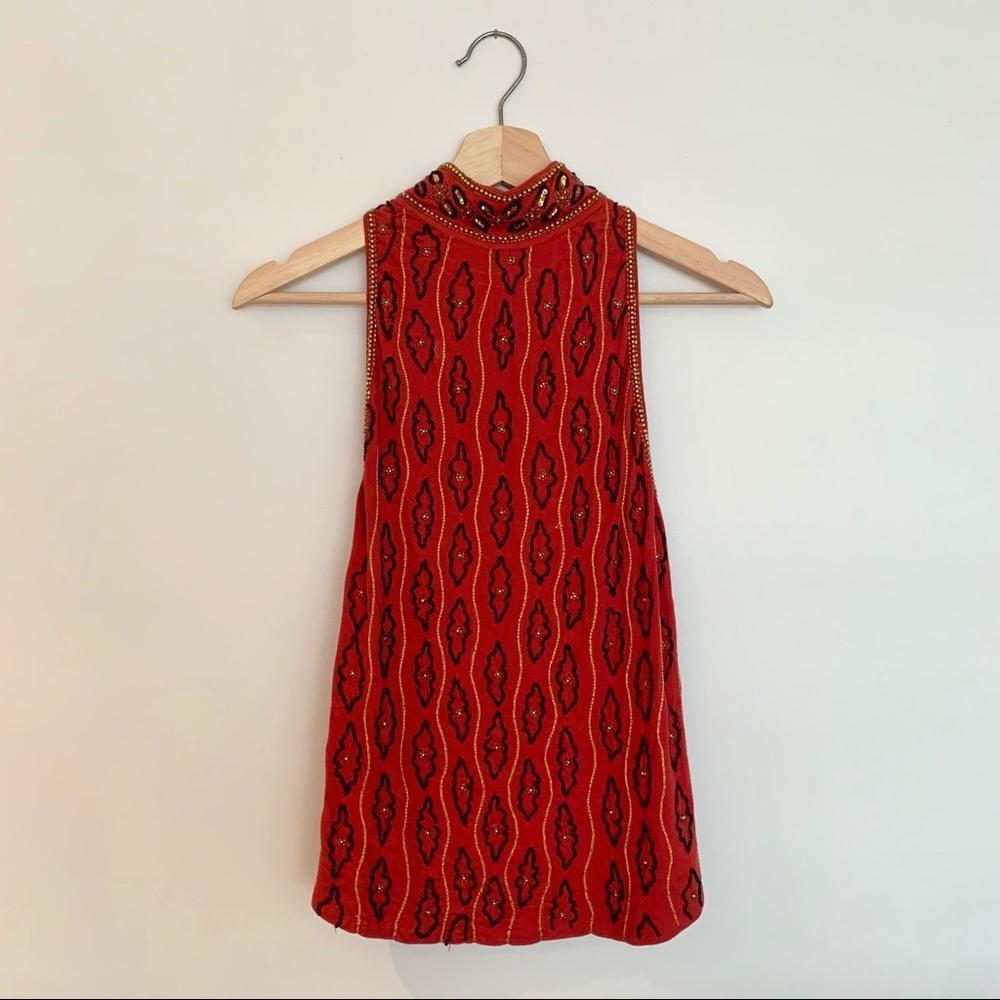 Urban Outfitters Ecoté Red Beaded Top